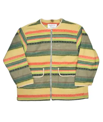 Mulberry Street Fleece Jacket Womens M Striped Multicolor Zip Nordic Sweatshirt • $22.94