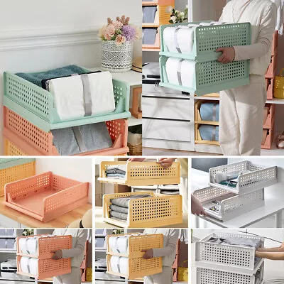 Wardrobe Organizer Drawer Units Clothes Closet Storage Stackable Basket Boxes • £7.95