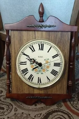 Vintage 1960s/70s Verichron Floral Wood Wall Clock - Tested - Works Great! • $45.99