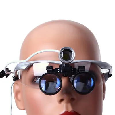 3.5X Dental Micro Surgical Medical Binocular Loupes + LED Head Light Lamp Silver • $44.59