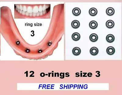 $11.95 • Buy 12 + 2*     Rubber O-RINGS Size 3  -  For Mini And  Micro Dental Implants - 0351