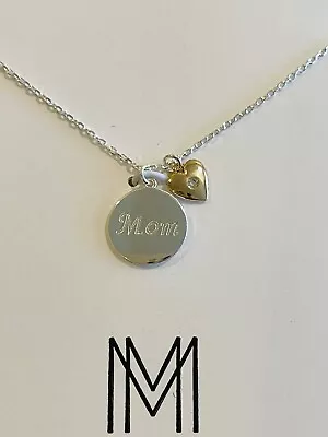 Cubic Zirconia Set In Silver Plated And 18k Gold Plated Mom Disc NecklaceMacys • $12