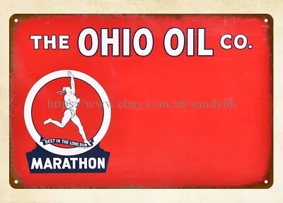 Marathon The Oil Co. Metal Tin Sign Outdoor Garage Wall Decor • $18.84