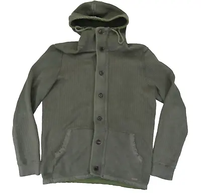 Hugo Boss Sweater Mens XL Green Button Kravitzo Hooded Jacket Heavy Cardigan • $34.95