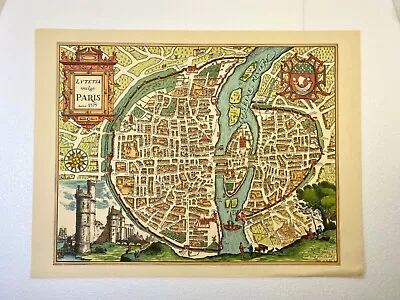 Vintage Map Of Paris France Lutetia Vulgo Anno 1575 Reprint  • $49.99