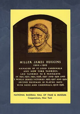 MILLER HUGGINS Yankees~Cardinals |1964 HOF Postcard Curteichcolor GREEN Ink VGX • $3.50
