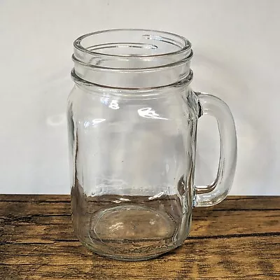 Clear Glass Mason Drinking Jar 5  Handled 1 Pint Mug Not For Hot Products • $19.99