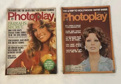 Lot Of 2 Vintage 1977 Photoplay Magazines Features Farrah Faucet Sophia Loren • $21.99