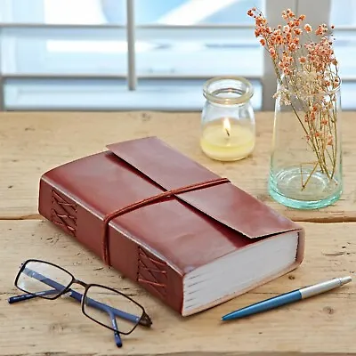 Fair Trade Handmade Eco XL Plain Leather Journal Notebook Diary 2nd Quality • £17.97