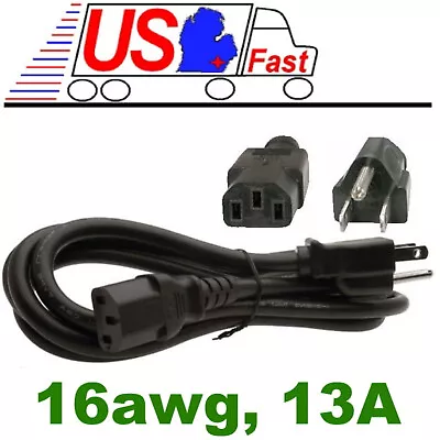 6ft 16awg Heavy Duty Standard Power Cord/Cable PC/Printer/TV IEC320 C13 13A AC • $10.99