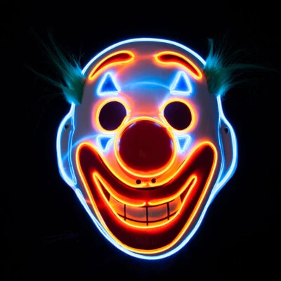 £6.49 • Buy Happy Face E.L Clown Mask Light Up Halloween Scary Clown Mask Adults Fancy Dress
