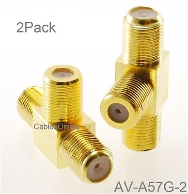 2-Pack F-Type Connector Female To 2-Female Gold-Plated T-Splitter AV-A59G-2 • $5.98