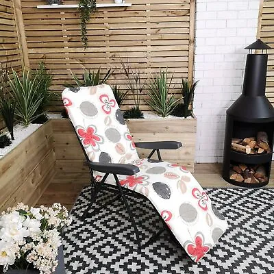 Padded Outdoor Garden Patio Recliner / Sun Lounger With Flowers • £37.49