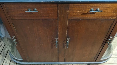 $62 • Buy Antique Curved Glass Buffet Sideboard