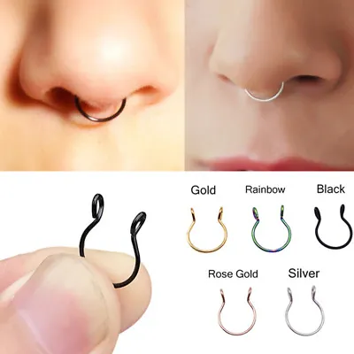 $4.99 • Buy High Quality Thin Septum Fake Nose Clip Ring Stud No Piercing 1pc