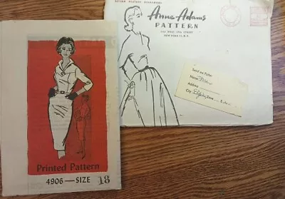 Vintage 1960s Mail Order Dress Sewing Pattern 4906 Size 18 Bust 38. Newuncut! • $14.25