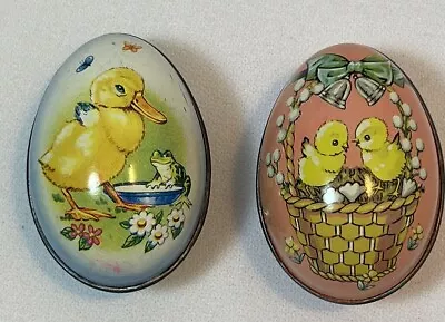 2 Vintage Easter Litho Metal Tin Egg Containers Original Candy England Canada • $15