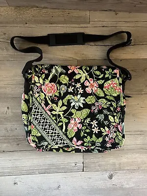 Vintage Vera Bradley Messenger Tote Shoulder Laptop Bag Pink Blue Floral USA • $24.99