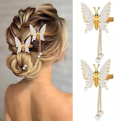 Ahoney 2Pcs Moving Butterfly Tassel Hair Clips Cute Hair Clips Moving Side Clip • $15.99