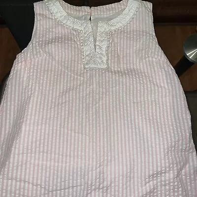 Vineyard Vines Girls Size 12 Pink White Seersucker Shift Dress EUC • $13