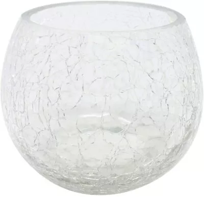 *NEW In-Box 3-Inch Crackled Glass Votive Candle Cups Holder LEd Tealight Frosted • $10