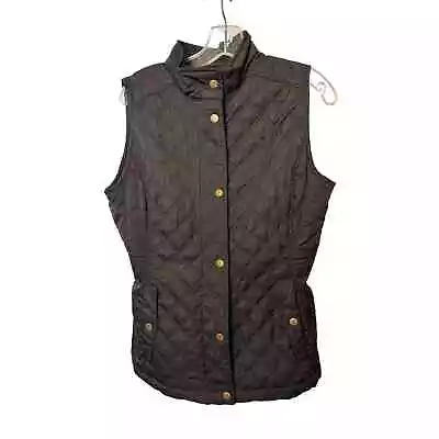 Merona Black Quilted Vest With Pockets Zip And Snap Front Medium Pre-owned • $20