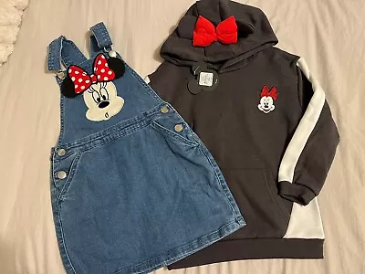 Girls 6-7 Years Disney Minnie Mouse Pinafore And  BNWT Hoodie Primark • £2