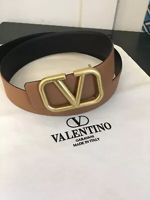 GENUINE Valentino Garavani Gold V Logo Reversible Belt Size Waist  84-94   £470 • £140