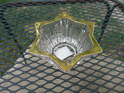 VTG Mikasa Japan Diamond Fire Gold 5  Votive Glass Candle Holder 6 Pointed Star • $11.99