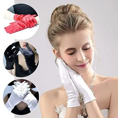 £2.99 • Buy Ladies Short Wrist Gloves Smooth Satin For Party Dress Evening Wedding Prom G2V1