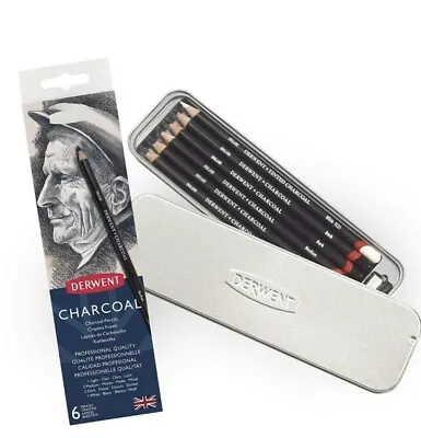 Derwent Charcoal Drawing Pencils Drawing & Writing Set Of 6 Brand New • £8.95