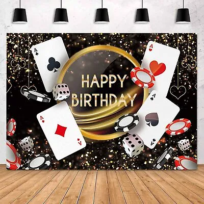 Sensfun Casino Birthday Backdrop Las Vegas Casino Night Happy Birthday Photog... • $80.64