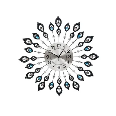 Artiss Wall Clock 60cm Large 3D Modern Crystal Luxury Round Home Decor Silver • $42.95