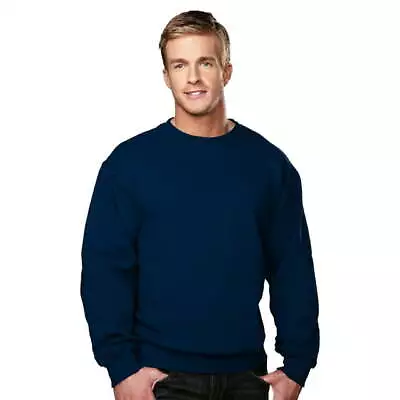 NWT 5X Big And Tall Navy Blue Crewneck Sweatshirt With V Insert Neckline • $29.95