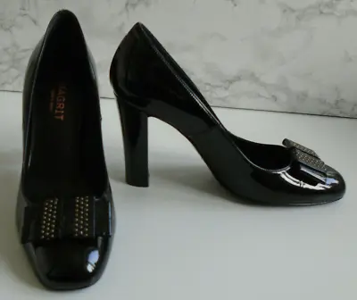 Magrit Spain Black Gold Pump Court Heels Shoes Size EU 38 UK 5 US 7.5 • £53.90
