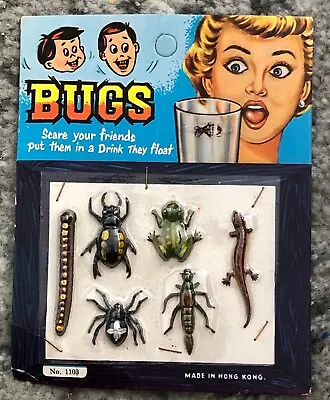 Fake Bugs Toys On Store Display Card 1960's Toy Insects Gag Novelty Green Frog • $25.65