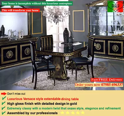 £1525 • Buy Versace Style Italian Dining Table & Chairs, Rossella Italian Dining Table Set