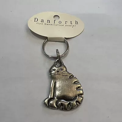 Vintage Cat Key Ring Danforth Pewter Keychain 1990 • $23.99