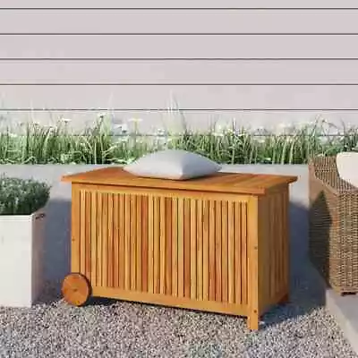 Garden Storage Box With Wheels Solid Wood Acacia Tool Chest Multi Sizes VidaXL • $162.99