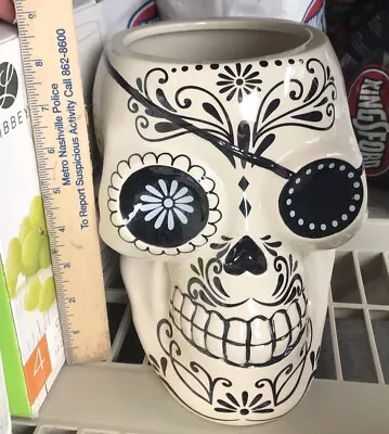 Halloween Ceramic Sugar Skull Pot • $10