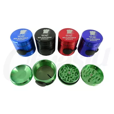 Headchef Speedy 50mm 4 Part/Piece Tobacco Herb Grinder Mesh Spoon Razor Teeth • £21.99