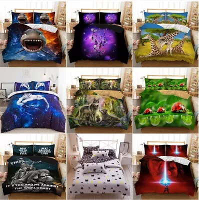 £20.99 • Buy 3PCS Duvet Cover Set Bedding Set Quilt Cover Single Double King Size Pillowcases