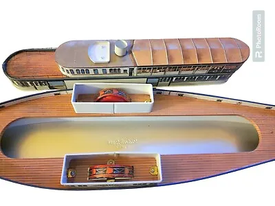 Model Of German Paddle Steamer Boat Metal Rare Antique Collectors • £89.99