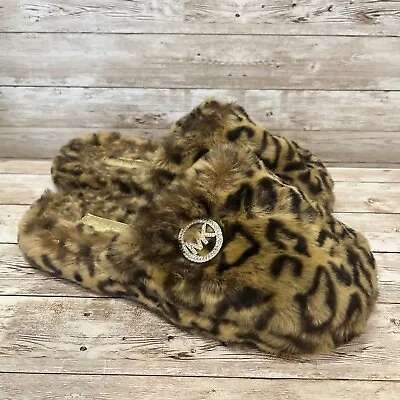 Michael Kors MK Jet Set Faux Fur Leopard Slides Slippers Slip Ons Women’s Size 8 • $24.95