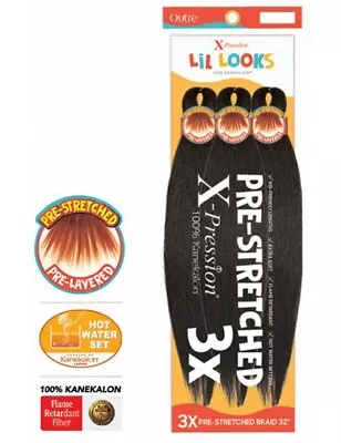 $3.29 • Buy Outre X-Pression Braiding Hair Lil Looks 3X Pre-Stretched Braids 32 