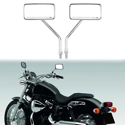 $35.11 • Buy 2X Motorcycle Chrome Rectangle Side Mirror 10MM For Honda Shadow VT750RS VT 750S
