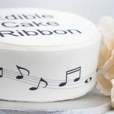 Music Notes Edible Icing Cake Ribbon / Side Strips (3 Strips) • £5.79