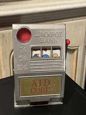 ANTIQUE Vending Slot Machine Metal Cash Coin BANK 1¢ 5¢ & 10¢ Reno Plastic MFG • $85