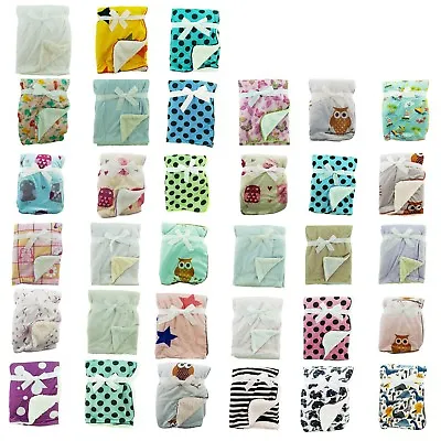 $8.54 • Buy Newborn Soft Baby Blanket Crib Pram Cot Boys Girls Infant Cotton Fleece Fur Back