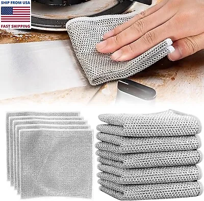 Multipurpose Wire Miracle Cleaning Cloths Double Layer Wet Dry Dishwashing Rags • $7.55
